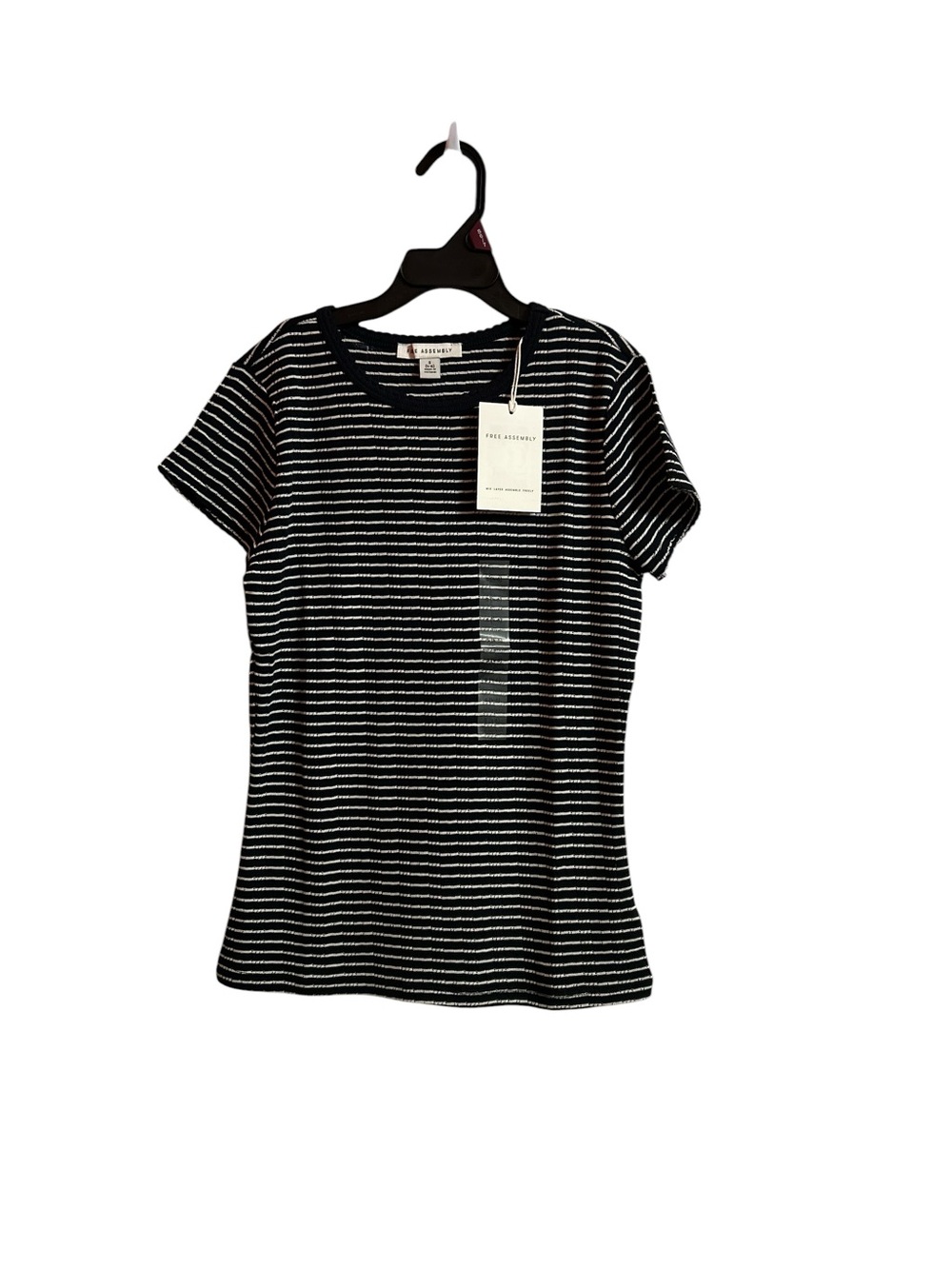 Striped Crew Neck Short Sleeve Tee - Black & White S 4-6